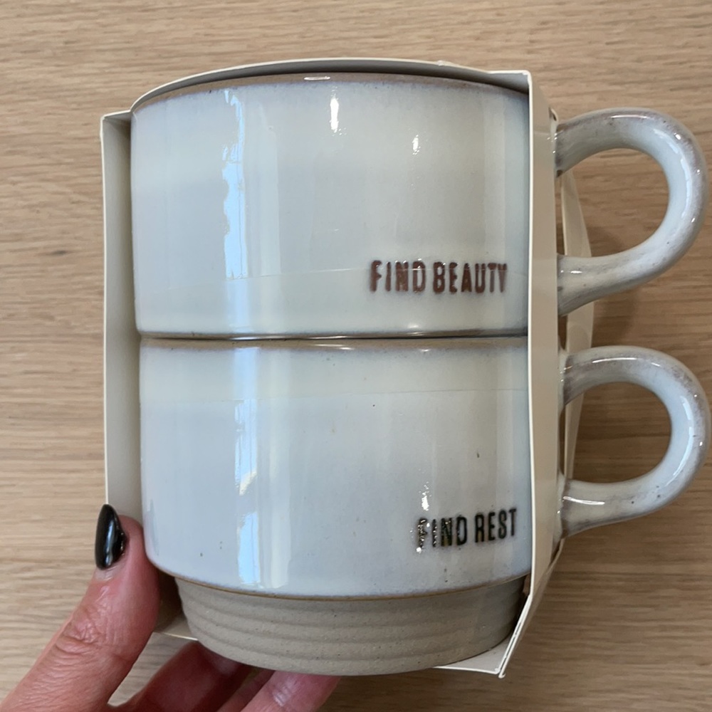 Hearth & Hand Stackable Mugs+Find Beauty+Rest+10oz - Picture 2 of 5